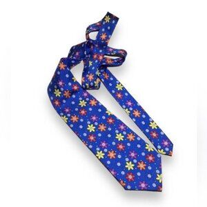 Buffalo Bay Volkswagon Vintage Novelty Necktie 100% Silk, Blue Retro Floral